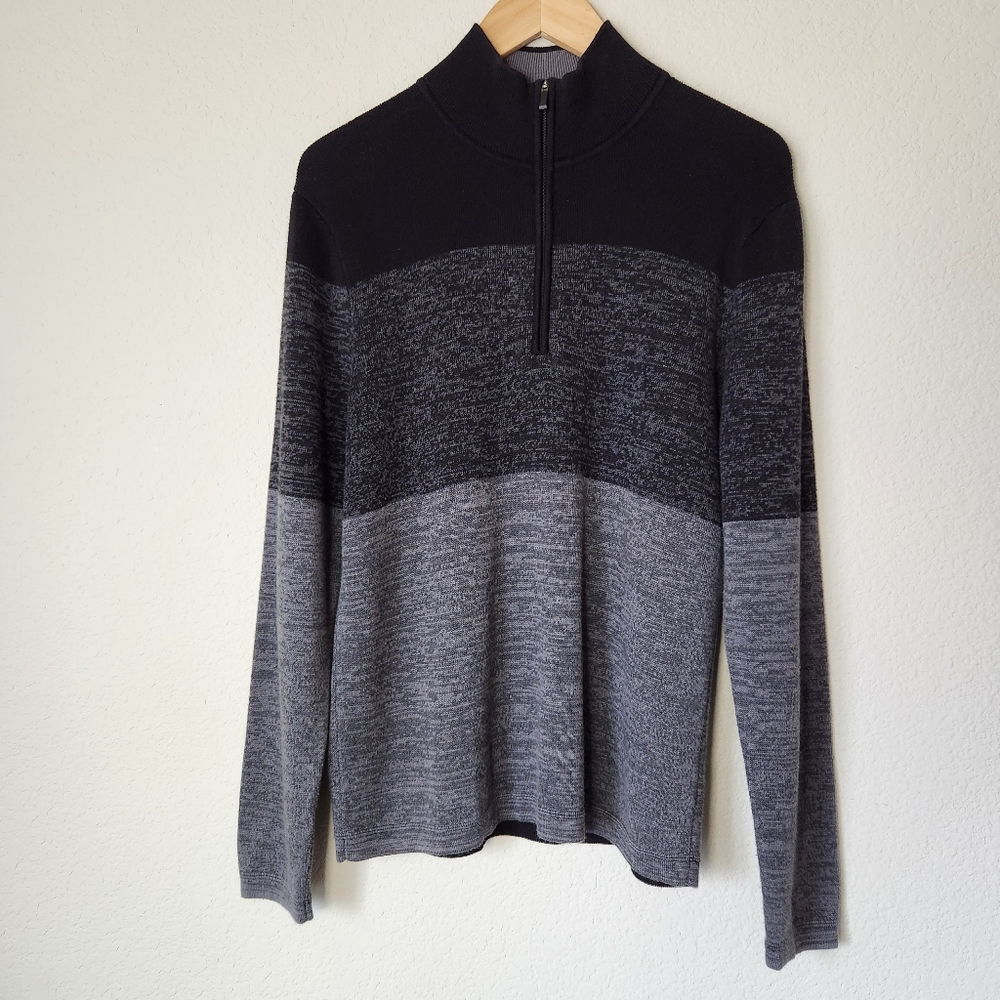 Men's REI Quartier Zip Black, Charcoal Gray, Gray Sweater Size S
